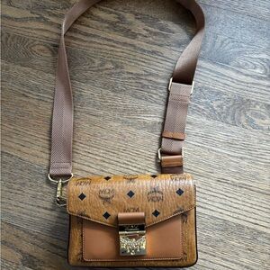 MCM Tan and Brown Crossbody Bag